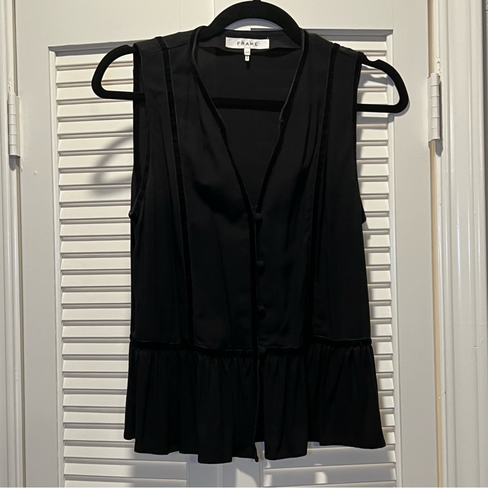 Frame Velvet Trimmed Blouse